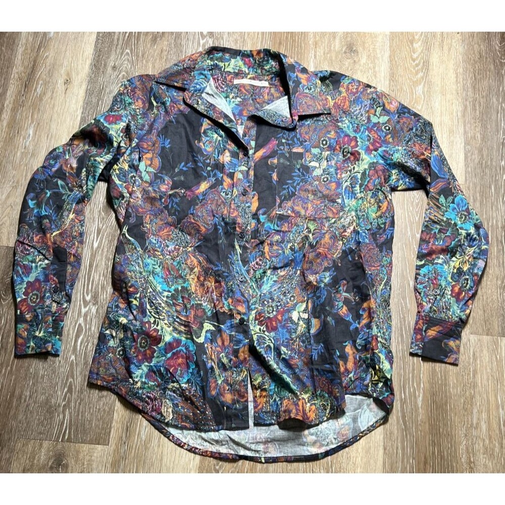 Peruvian Connection Floral Print Long Sleeve Button Down Shirt